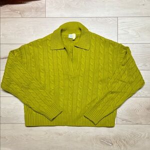 Sunday Best Lottie Chartreuse Cable Knit Sweater M